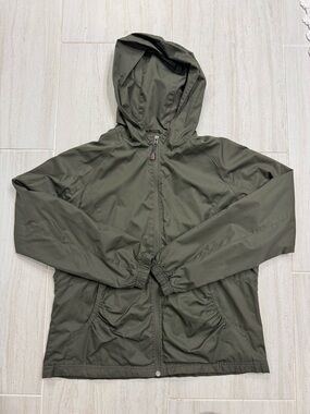 Hannah Olive Green Hooded Windbreaker Jacket